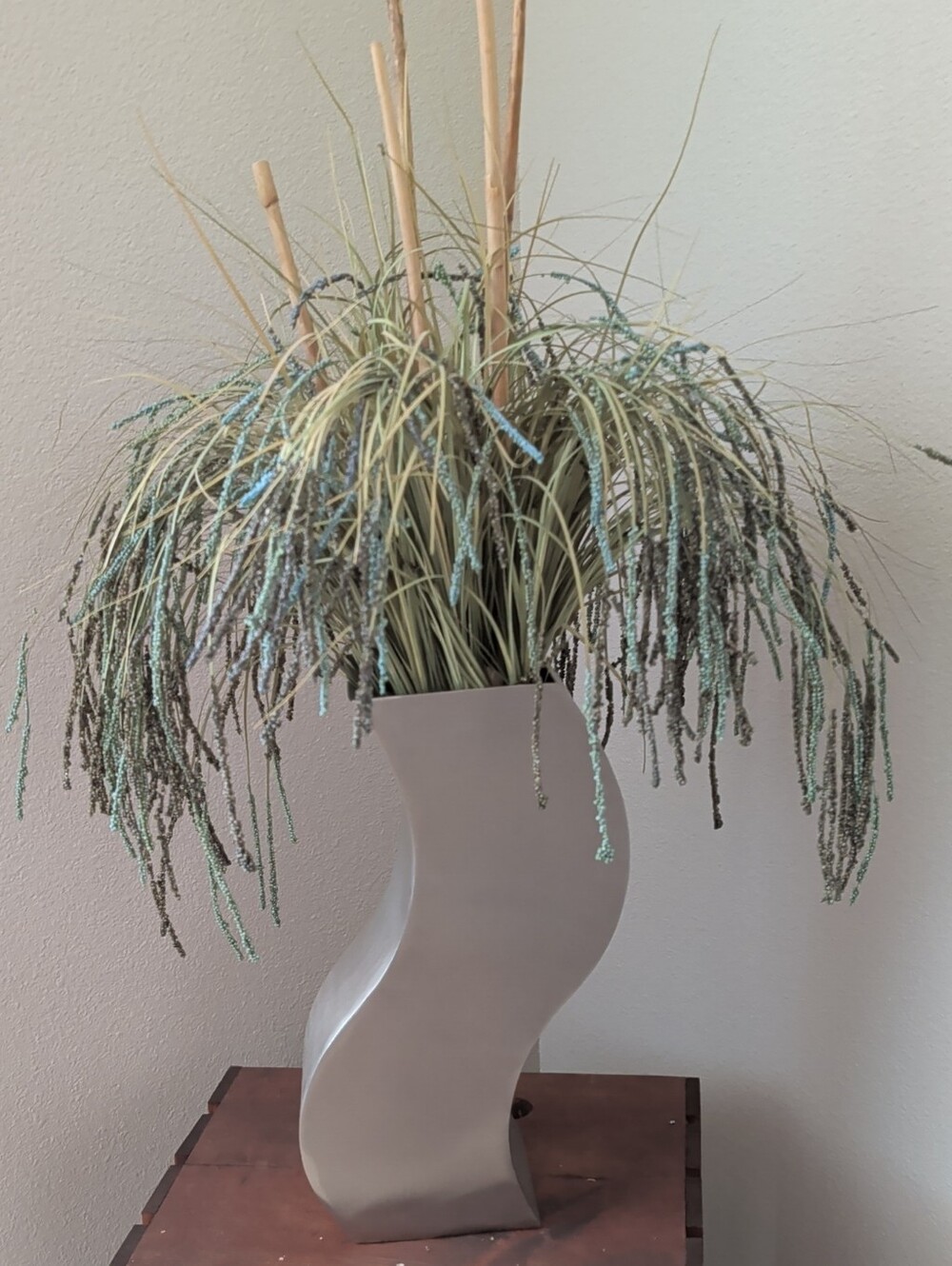 Modern  Ceramic Sculptural Vase with Greenery